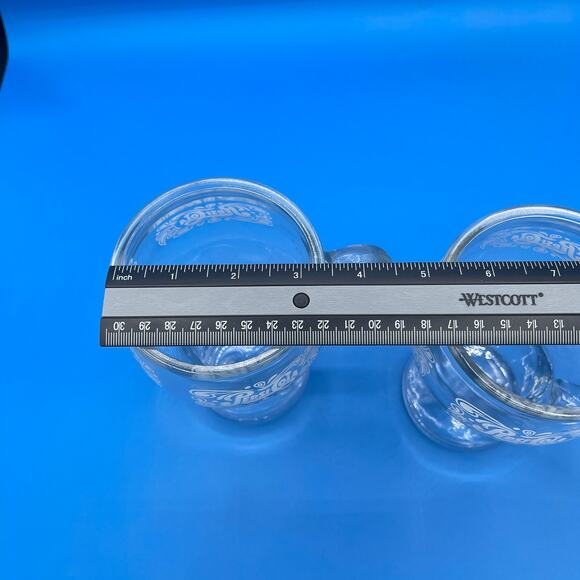 Vintage Lot of 2 Pepsi Cola Mug Glasses Embossed Bottom Design Handle - Picture 7 of 7